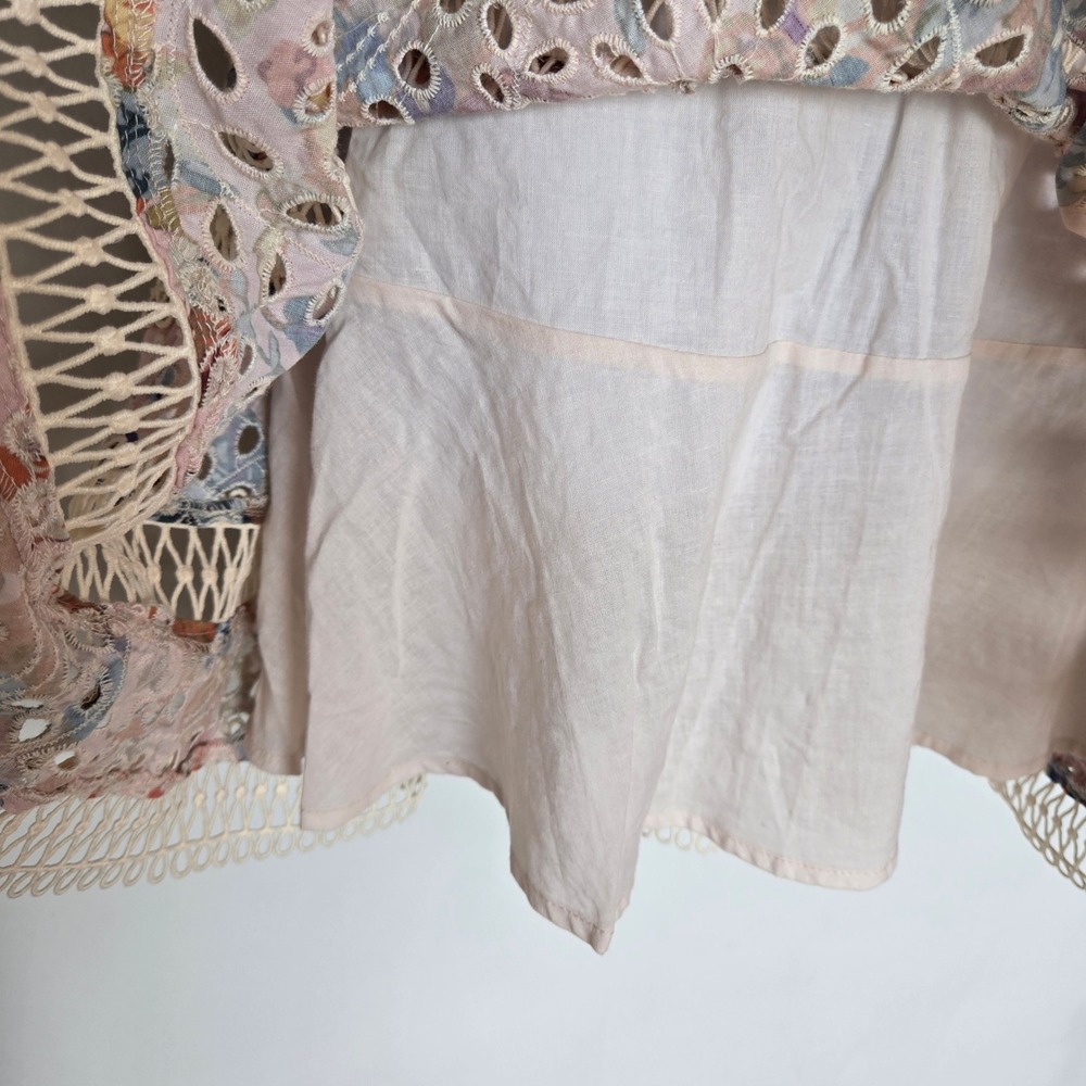 Few Moda Lovelorn Floral Eyelet Lace Flutter Mini Dress S Boho Romantic Cottage - Picture 12 of 12